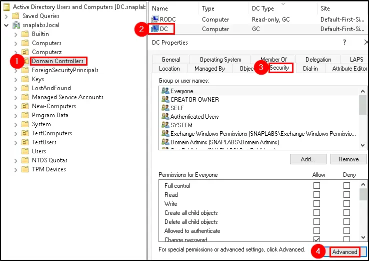 Check for Domain Controller owner via ADUC