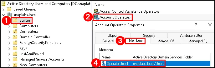 Check for members of operator groups via ADUC