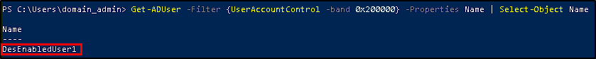 PowerShell command to list accounts that are DES enabled