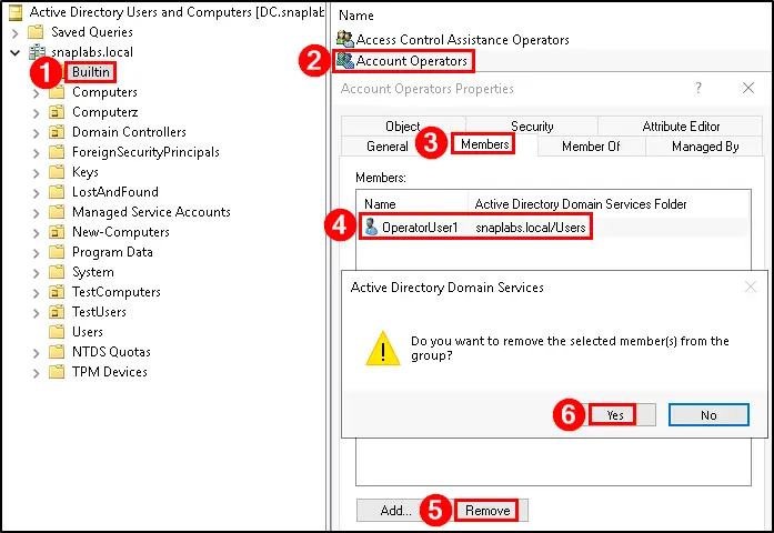 Remove members of operator groups via ADUC
