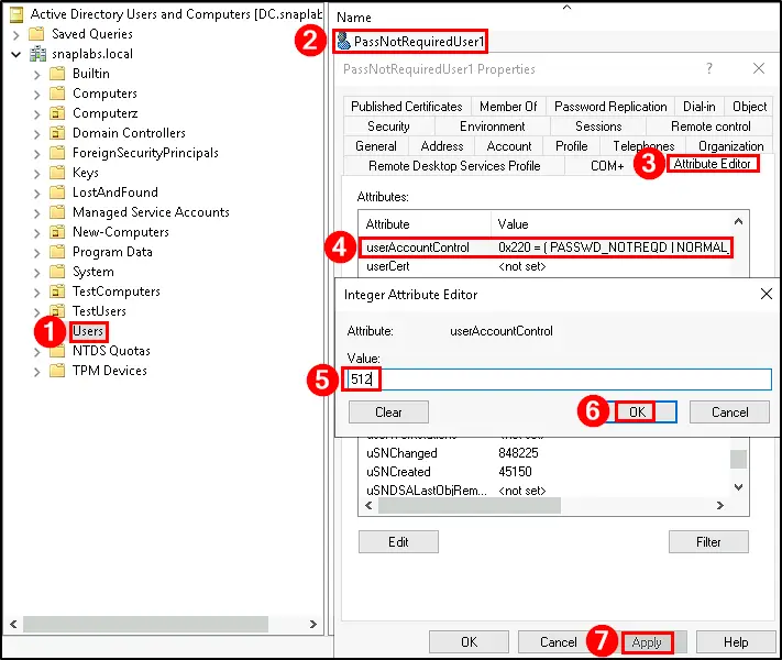 Require password via ADUC