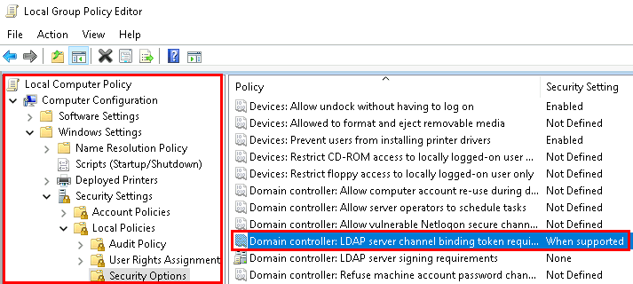 Checking GPO LDAP channel binding status